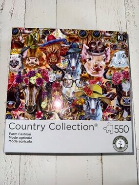 Country Collection 550-Piece Puzzle - Colorful Farm Animals new